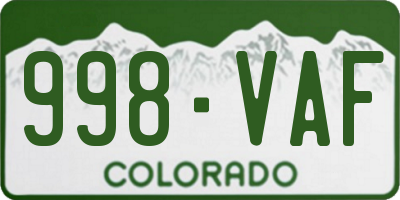 CO license plate 998VAF
