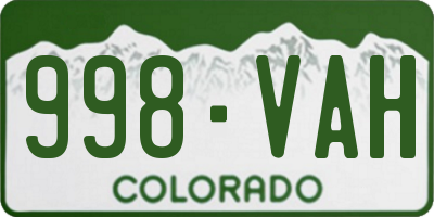CO license plate 998VAH