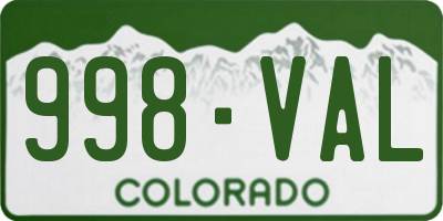 CO license plate 998VAL