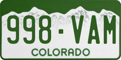 CO license plate 998VAM