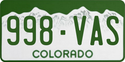 CO license plate 998VAS