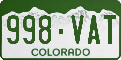 CO license plate 998VAT
