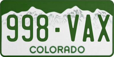 CO license plate 998VAX
