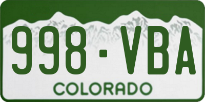 CO license plate 998VBA