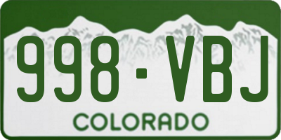 CO license plate 998VBJ