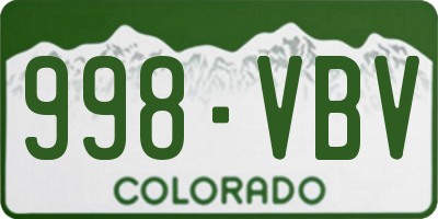 CO license plate 998VBV
