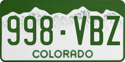 CO license plate 998VBZ