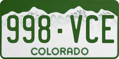 CO license plate 998VCE