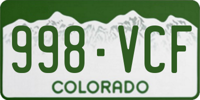 CO license plate 998VCF
