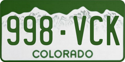 CO license plate 998VCK