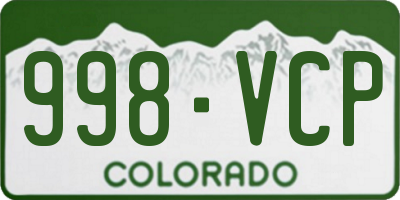 CO license plate 998VCP
