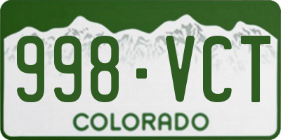 CO license plate 998VCT