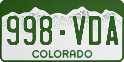 CO license plate 998VDA