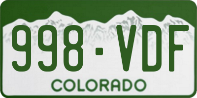 CO license plate 998VDF