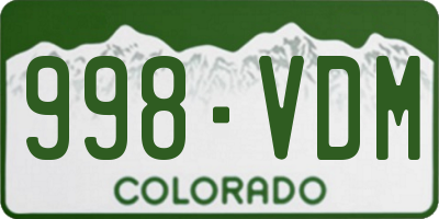 CO license plate 998VDM