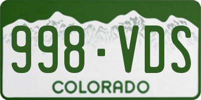 CO license plate 998VDS