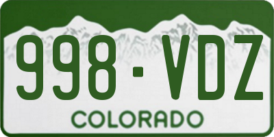 CO license plate 998VDZ