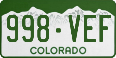 CO license plate 998VEF