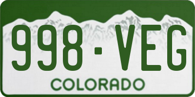 CO license plate 998VEG