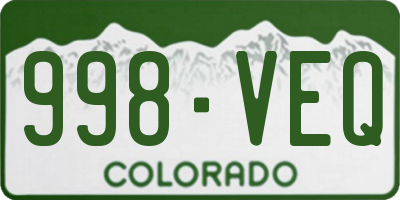 CO license plate 998VEQ
