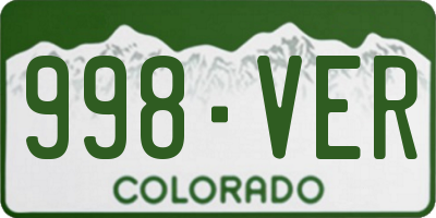 CO license plate 998VER