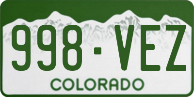 CO license plate 998VEZ