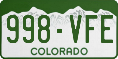 CO license plate 998VFE