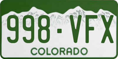 CO license plate 998VFX