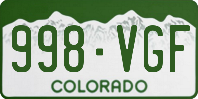 CO license plate 998VGF