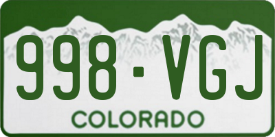 CO license plate 998VGJ