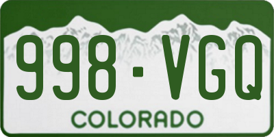 CO license plate 998VGQ