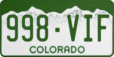 CO license plate 998VIF