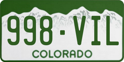 CO license plate 998VIL