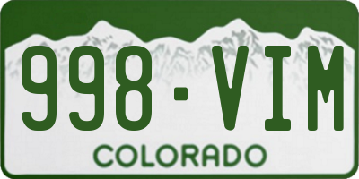 CO license plate 998VIM
