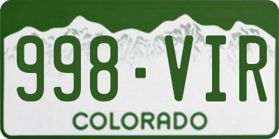 CO license plate 998VIR