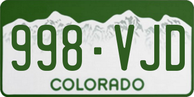 CO license plate 998VJD
