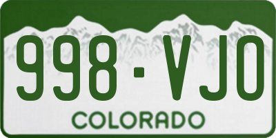 CO license plate 998VJO