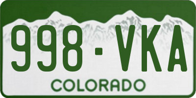 CO license plate 998VKA