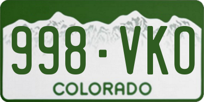 CO license plate 998VKO