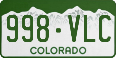 CO license plate 998VLC