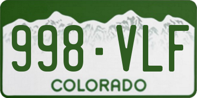 CO license plate 998VLF