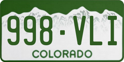 CO license plate 998VLI