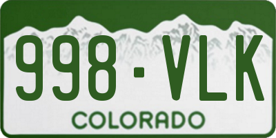 CO license plate 998VLK