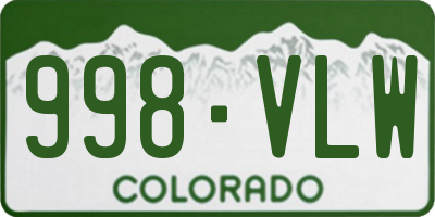CO license plate 998VLW