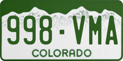 CO license plate 998VMA