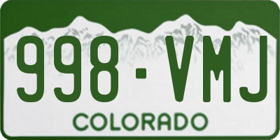 CO license plate 998VMJ