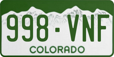 CO license plate 998VNF