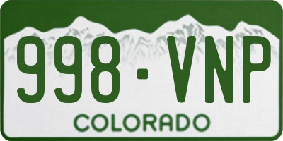 CO license plate 998VNP
