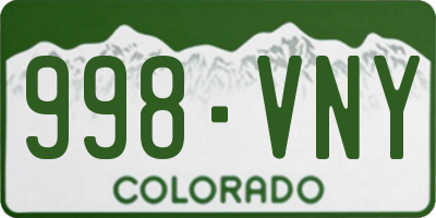 CO license plate 998VNY