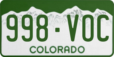 CO license plate 998VOC